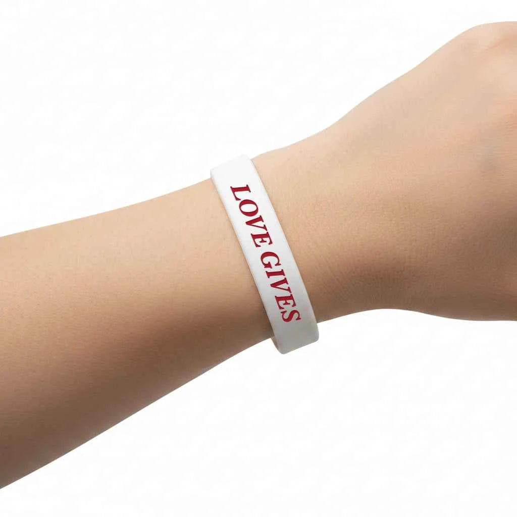 Love Gives Bumper Sticker and Wristband