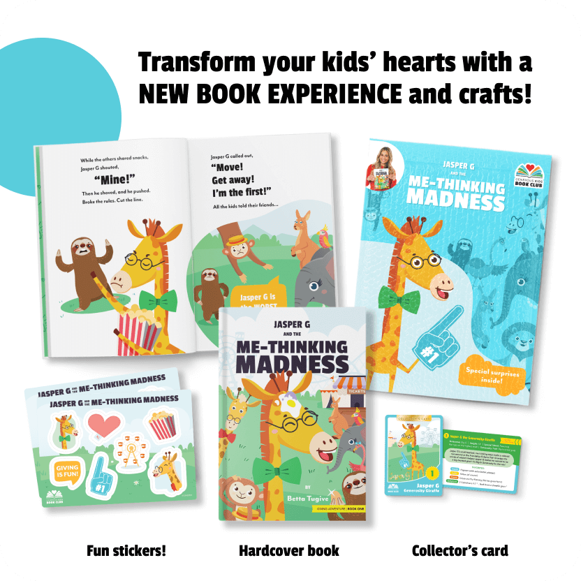 Children's books and educational materials with cartoon characters on a white background