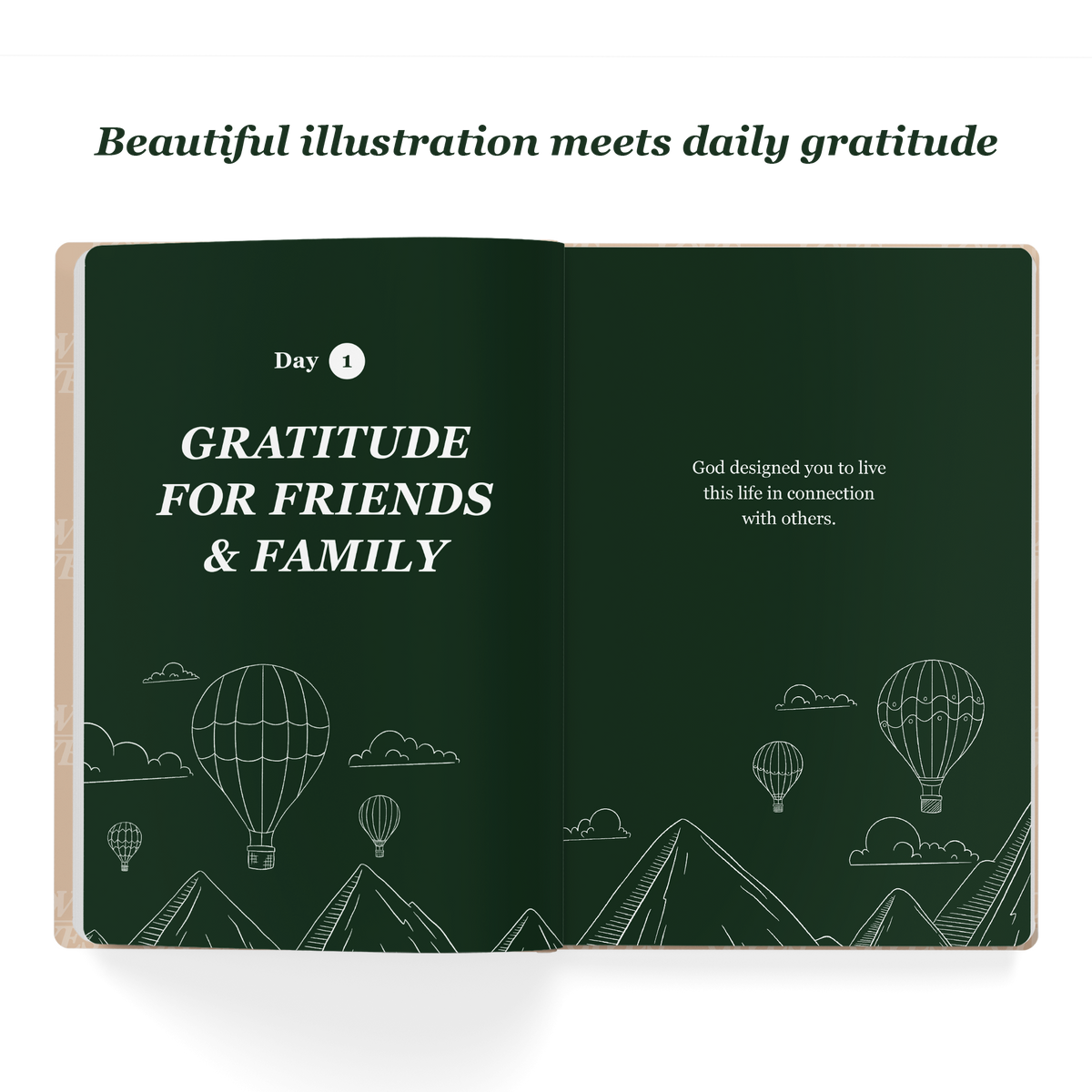 Illustrated inside pages of the Love Gives Gratitude Journal