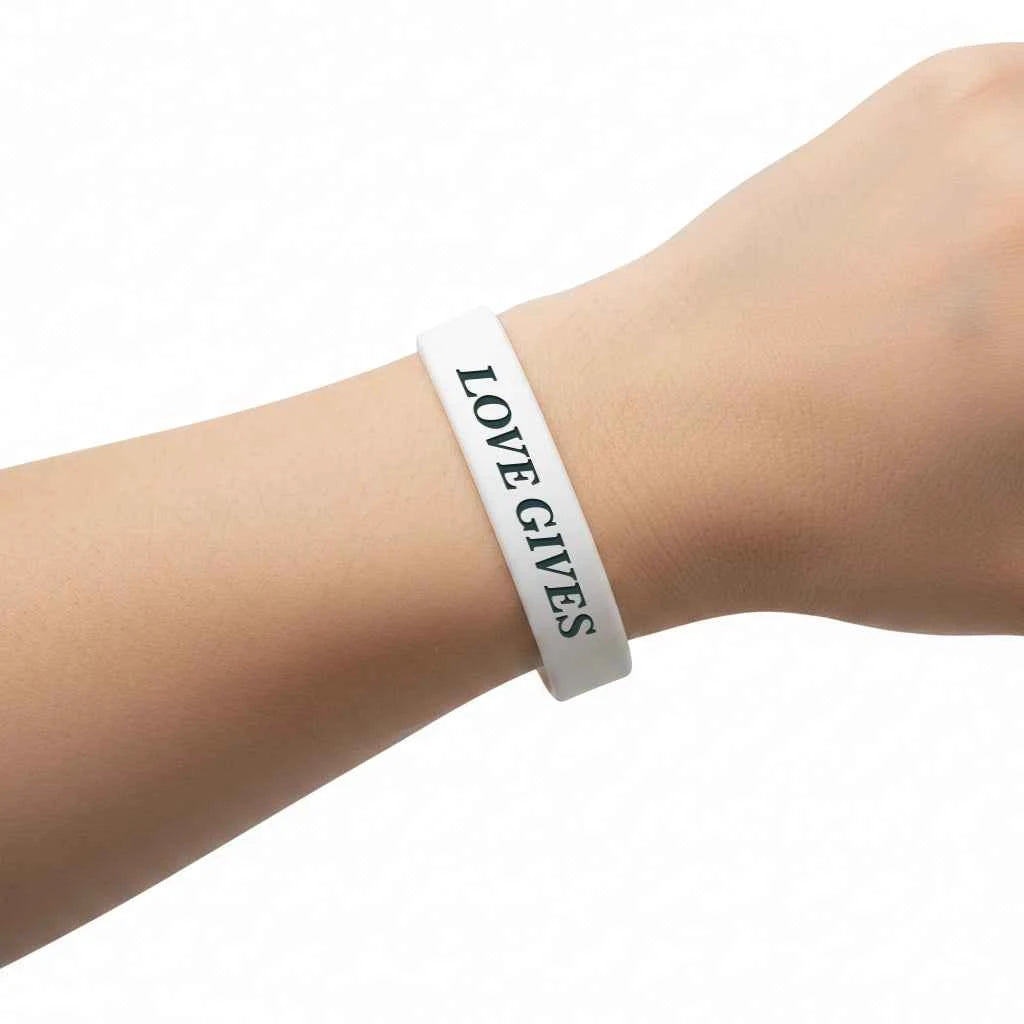 Love Gives Bumper Sticker and Wristband