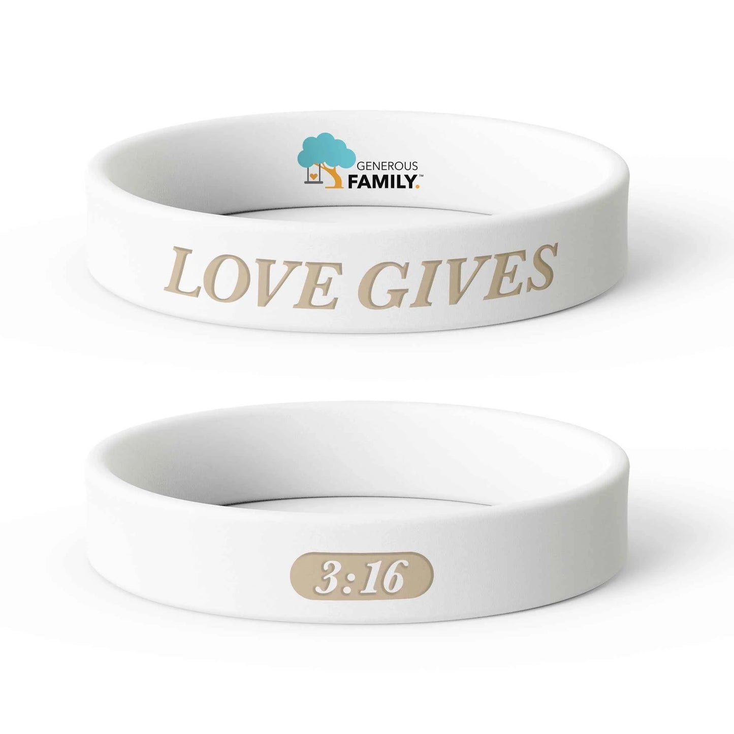 Love Gives Bumper Sticker and Wristband