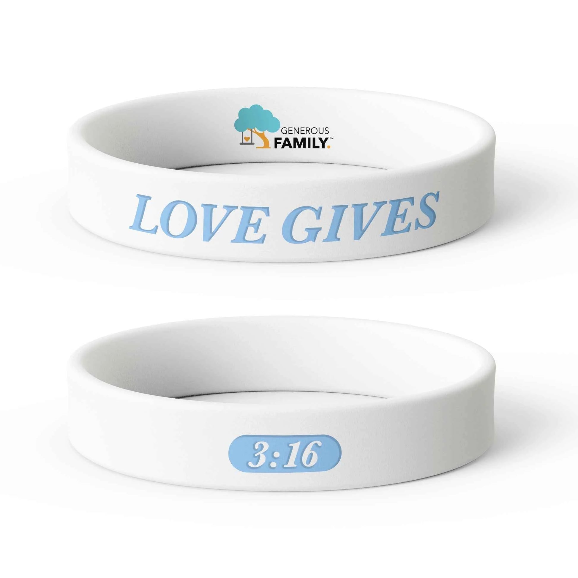 Love Gives Bumper Sticker and Wristband