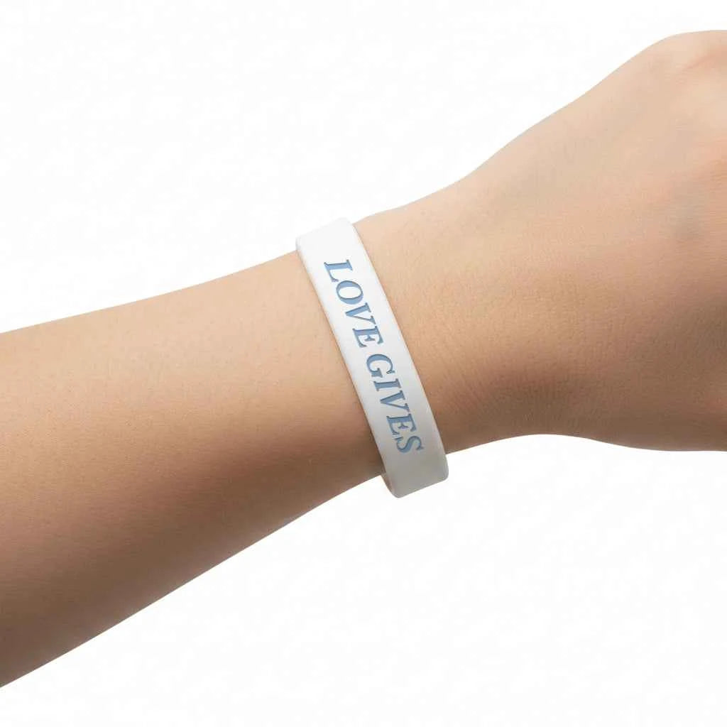 Love Gives Bumper Sticker and Wristband