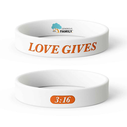 Love Gives Bumper Sticker and Wristband