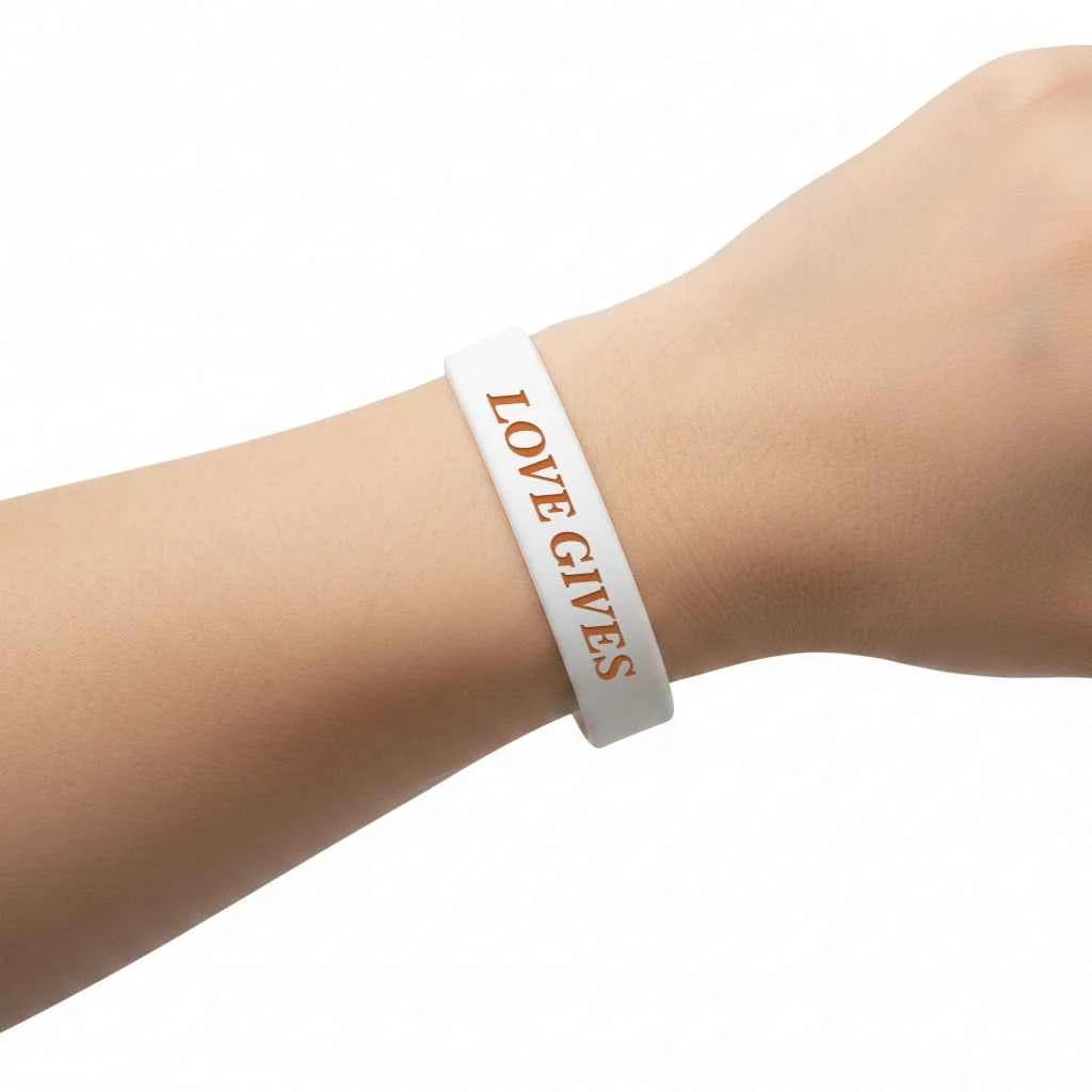 Love Gives Bumper Sticker and Wristband