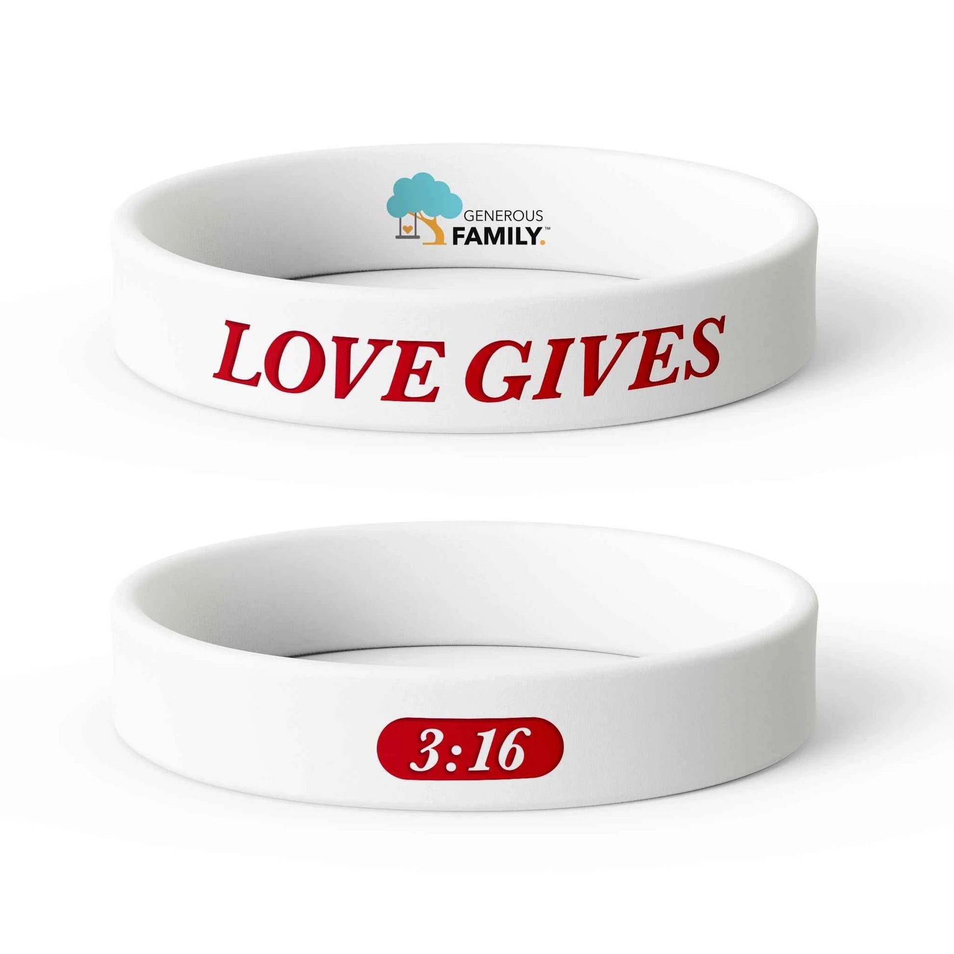 Love Gives Bumper Sticker and Wristband
