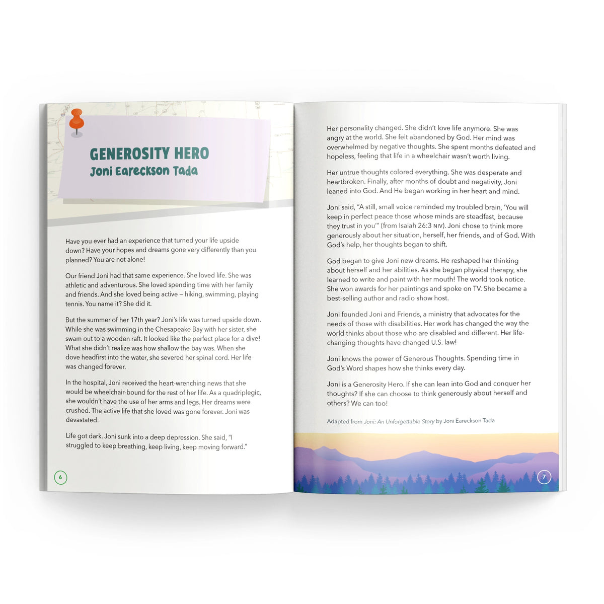 Generosity Heroes booklet Joni Eareckson Tada story