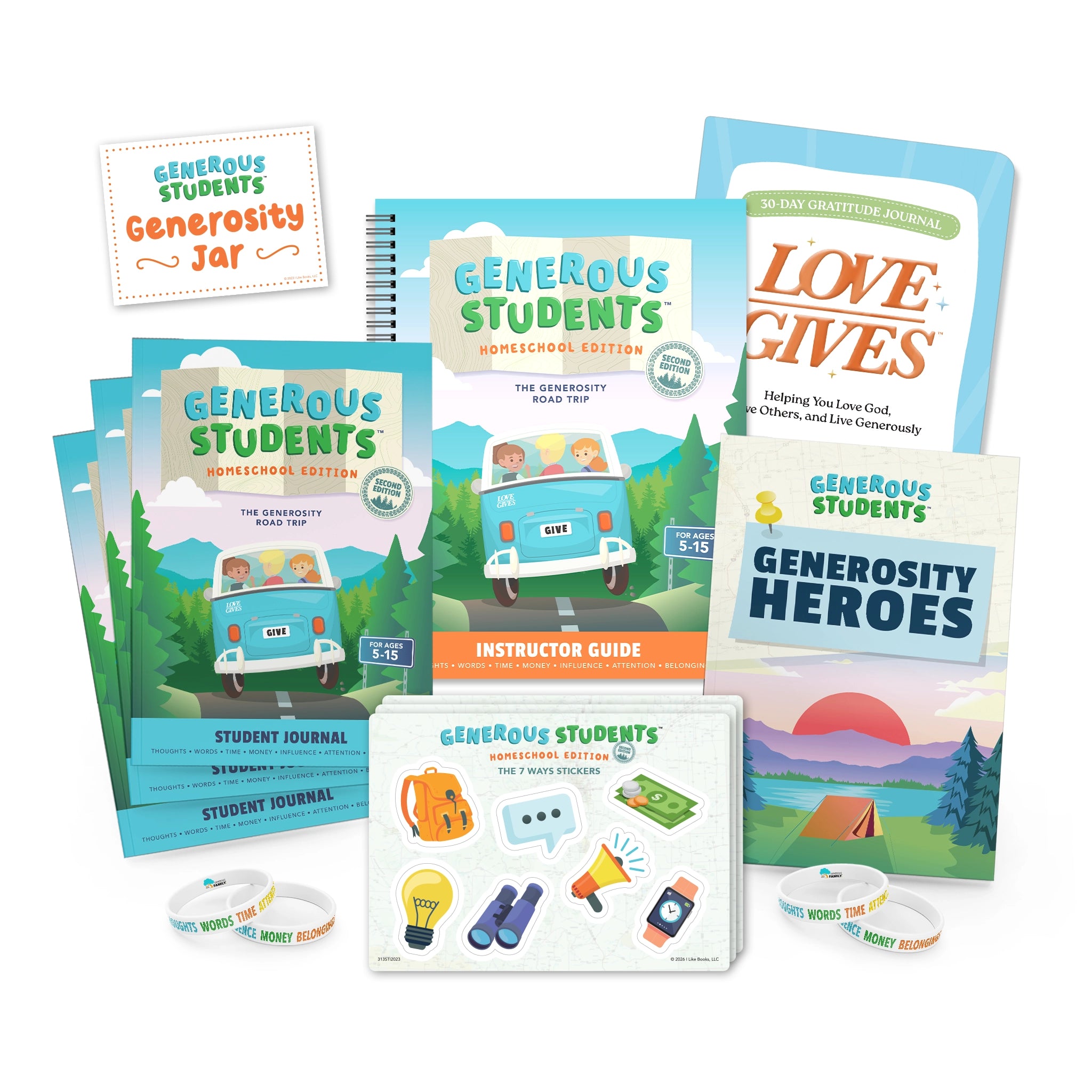 Everything inside the Generous Students Homeschool Edition kit