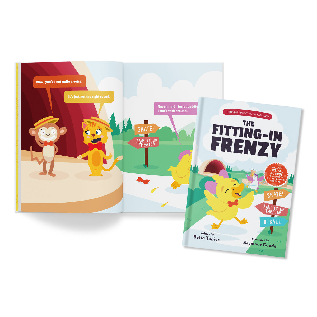 Children's book with cartoon characters