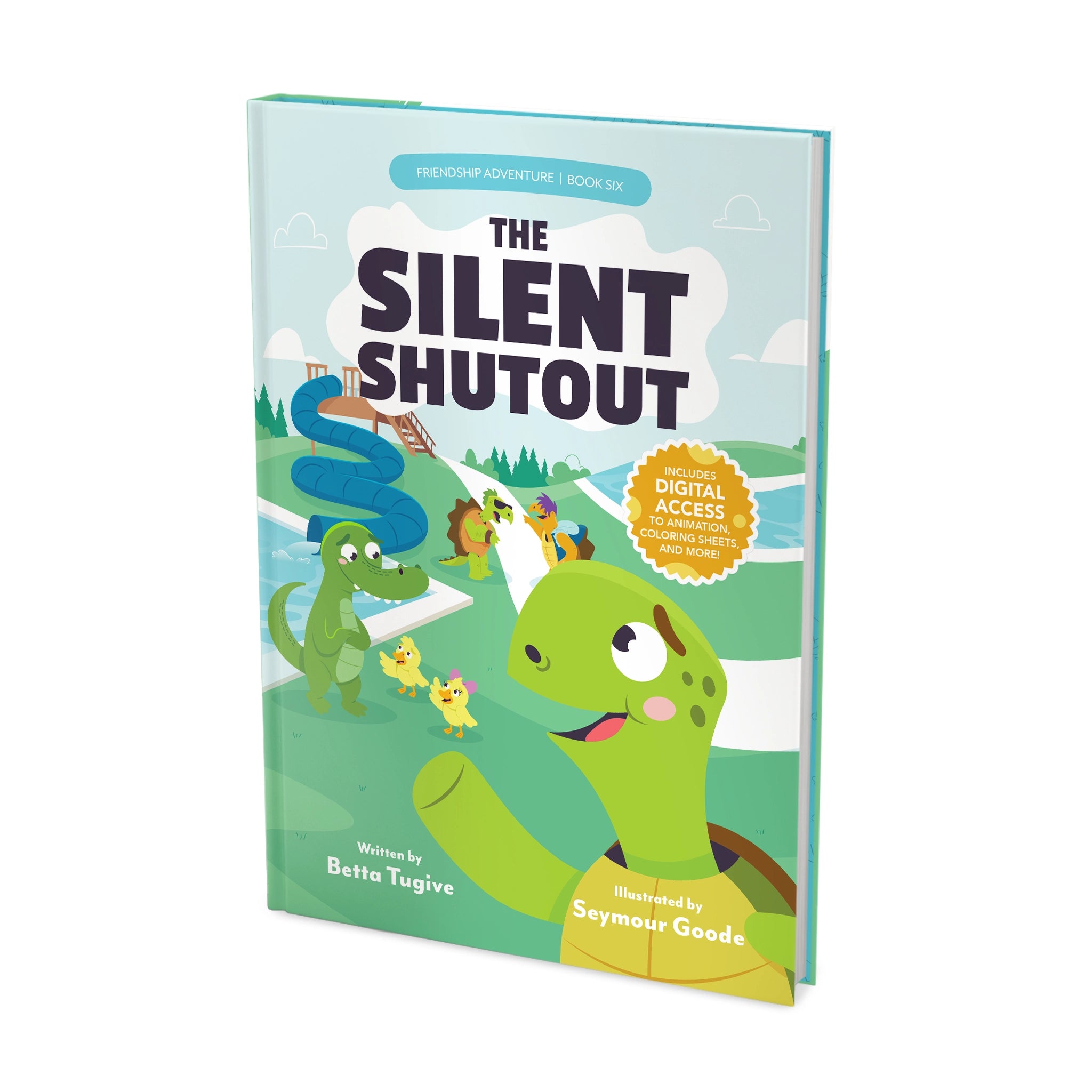 Children's book titled 'The Silent Shoutout' with cartoon characters